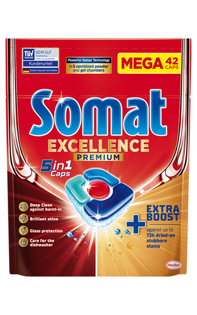 SOMAT SOMAT, EXCELLENCE PREMIUM 5IN1, indaplovių kapsulės, 42 vnt. 42 vnt.