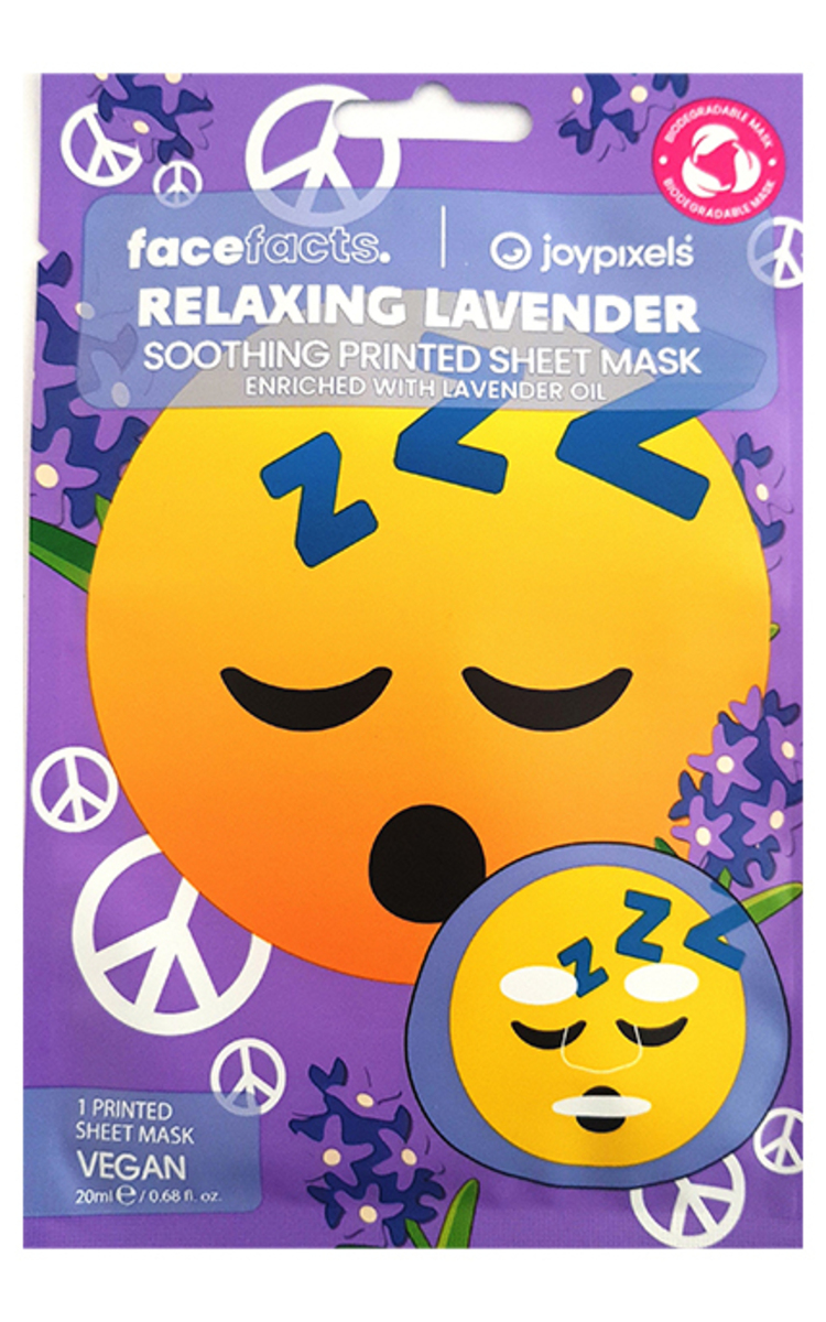 FACE FACTS, RELAXING LAVENDER, lakštinė raminanti veido kaukė, 1 vnt.