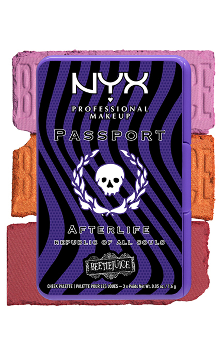 NYX PROFESSIONAL MAKEUP NYX PROFESSIONAL MAKEUP BEETLEJUICE, AFTERLIFE PASSPORT, skaistalų paletė, 1 nvt. 1 vnt.