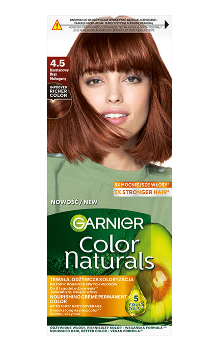 GARNIER COLOR NATURALS GARNIER, COLOR NATURALS, maitinamieji plaukų dažai, 4.5 MAHOGANY, 1 vnt. 1 vnt.