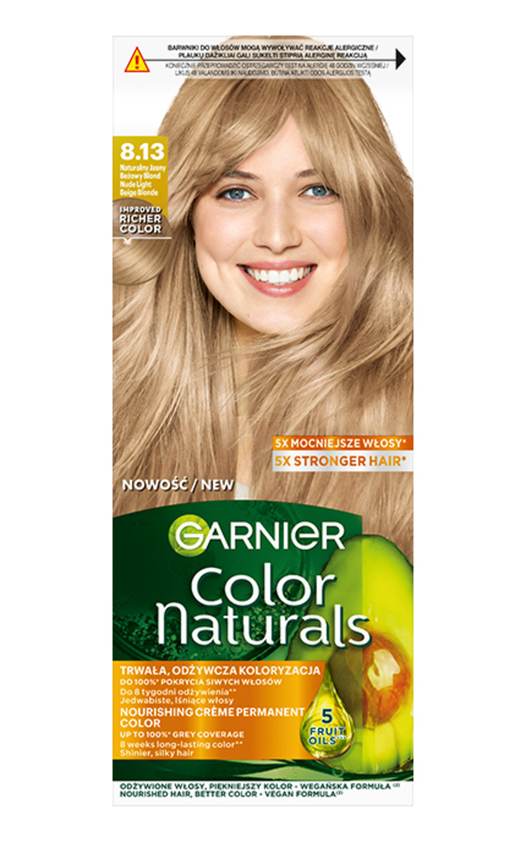 GARNIER COLOR NATURALS GARNIER, COLOR NATURALS, maitinamieji plaukų dažai, 8.13 NUDE LIGHT BEIGE BLONDE, 1 vnt. 1 vnt.