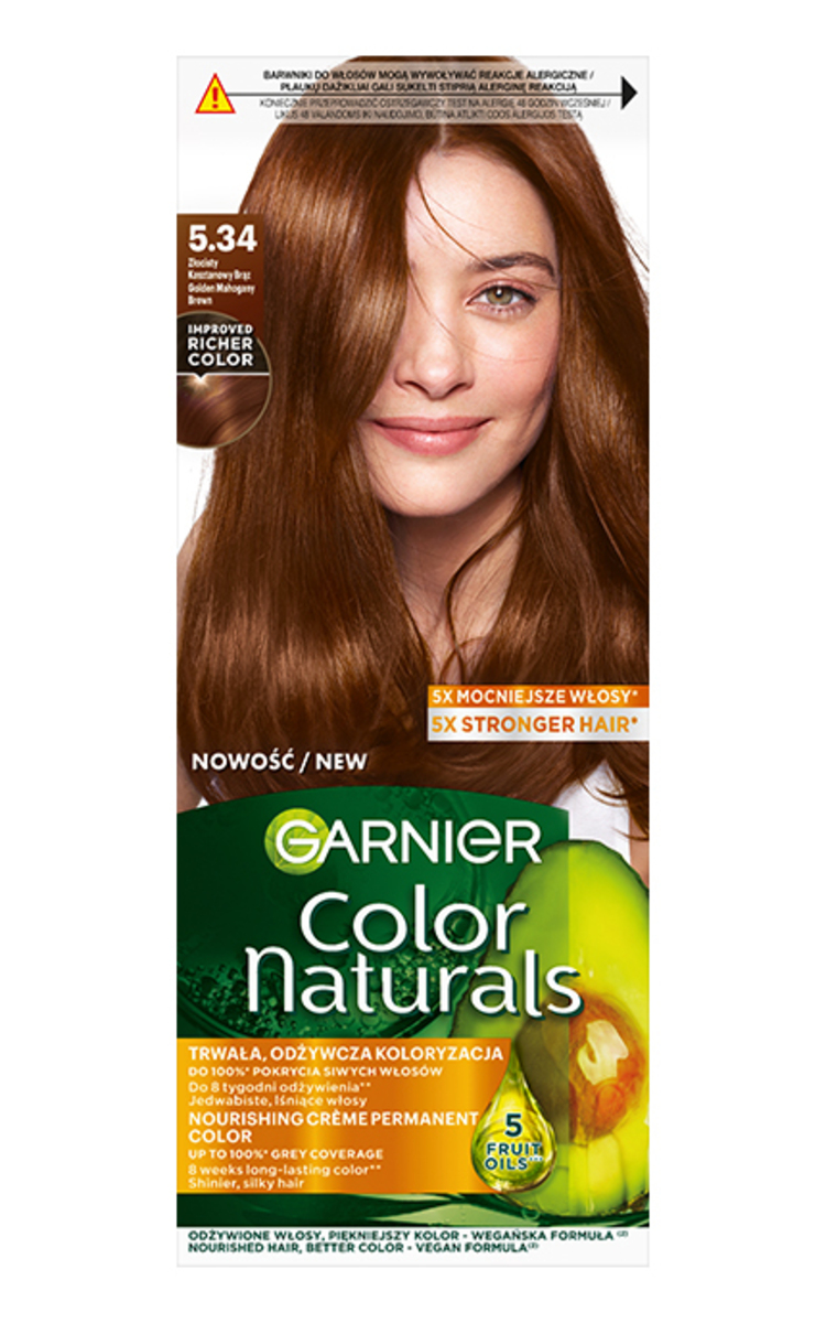 GARNIER COLOR NATURALS GARNIER, COLOR NATURALS, maitinamieji plaukų dažai, 5.34 GOLDEN MAHOGANY BROWN, 1 vnt. 1 vnt.