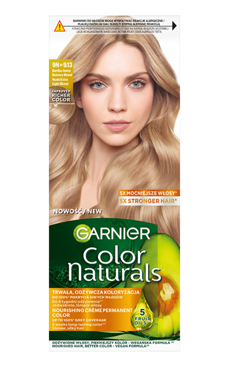 GARNIER COLOR NATURALS GARNIER, COLOR NATURALS, maitinamieji plaukų dažai, 9N=9.13 NUDE EXTRA LIGHT BLOND, 1 vnt. 1 vnt.