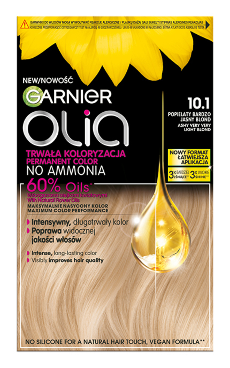 GARNIER OLIA GARNIER, OLIA, ilgalaikiai aliejiniai plaukų dažai be amoniako, 10.1 ASHY VERY VERY LIGHT, 1 vnt. 1 vnt.