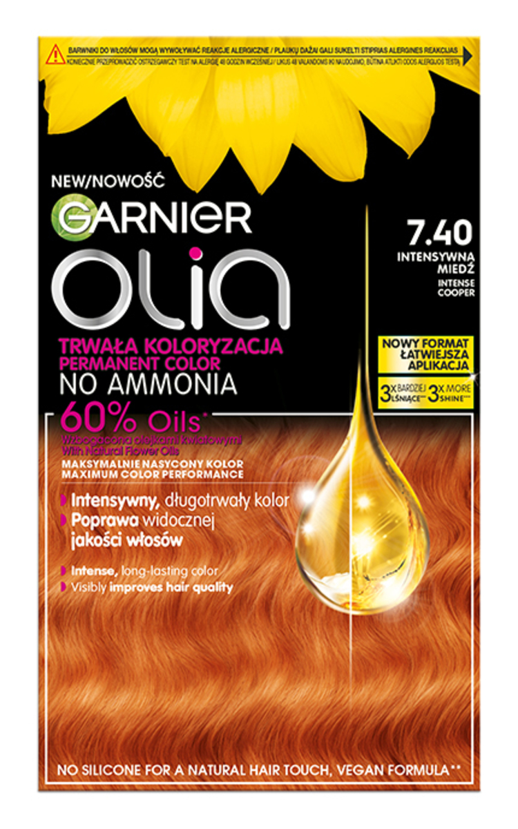 GARNIER OLIA GARNIER, OLIA, ilgalaikiai aliejiniai plaukų dažai be amoniako, 7.40 INTENSE COPPER, 1 vnt. 1 vnt.