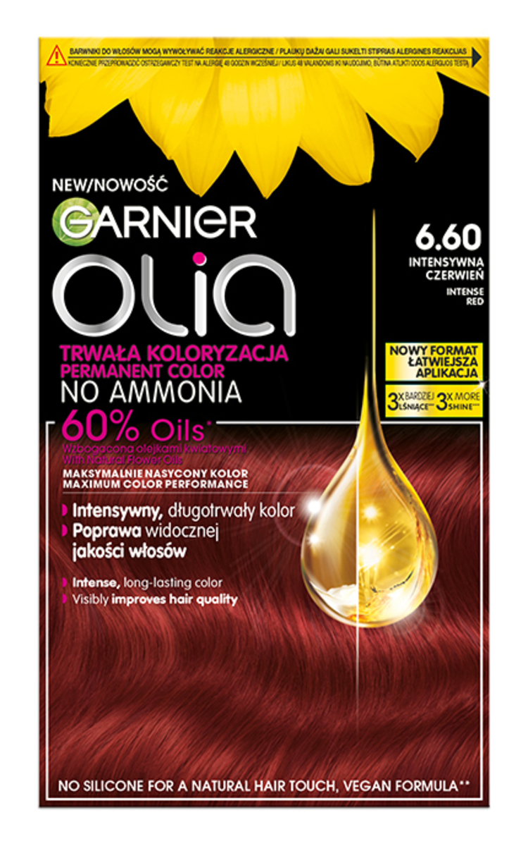 GARNIER OLIA GARNIER, OLIA, ilgalaikiai aliejiniai plaukų dažai be amoniako, 6.60 INTENSE RED, 1 vnt. 1 vnt.