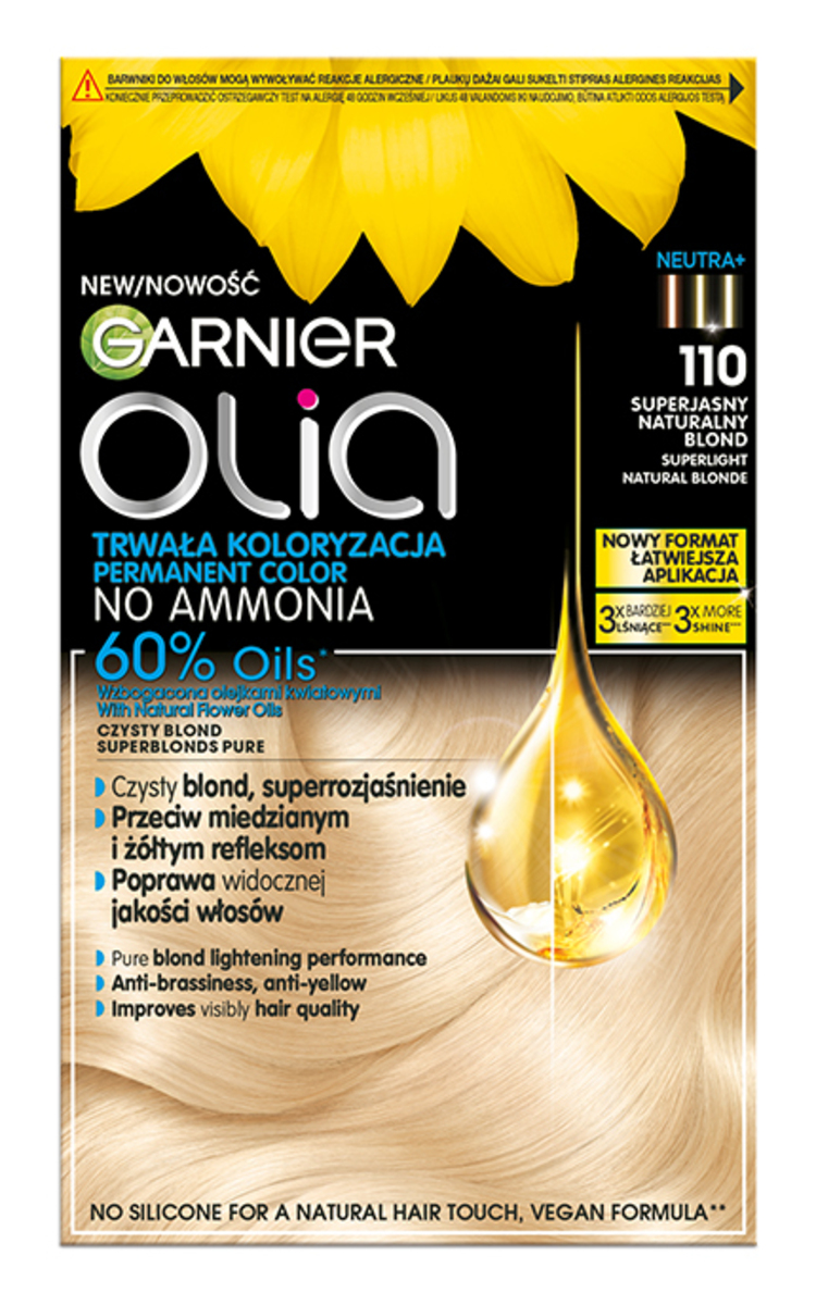 GARNIER OLIA GARNIER, OLIA, ilgalaikiai aliejiniai plaukų dažai be amoniako, 110 SUPERLIGHTENER, 1 vnt. 1 vnt.