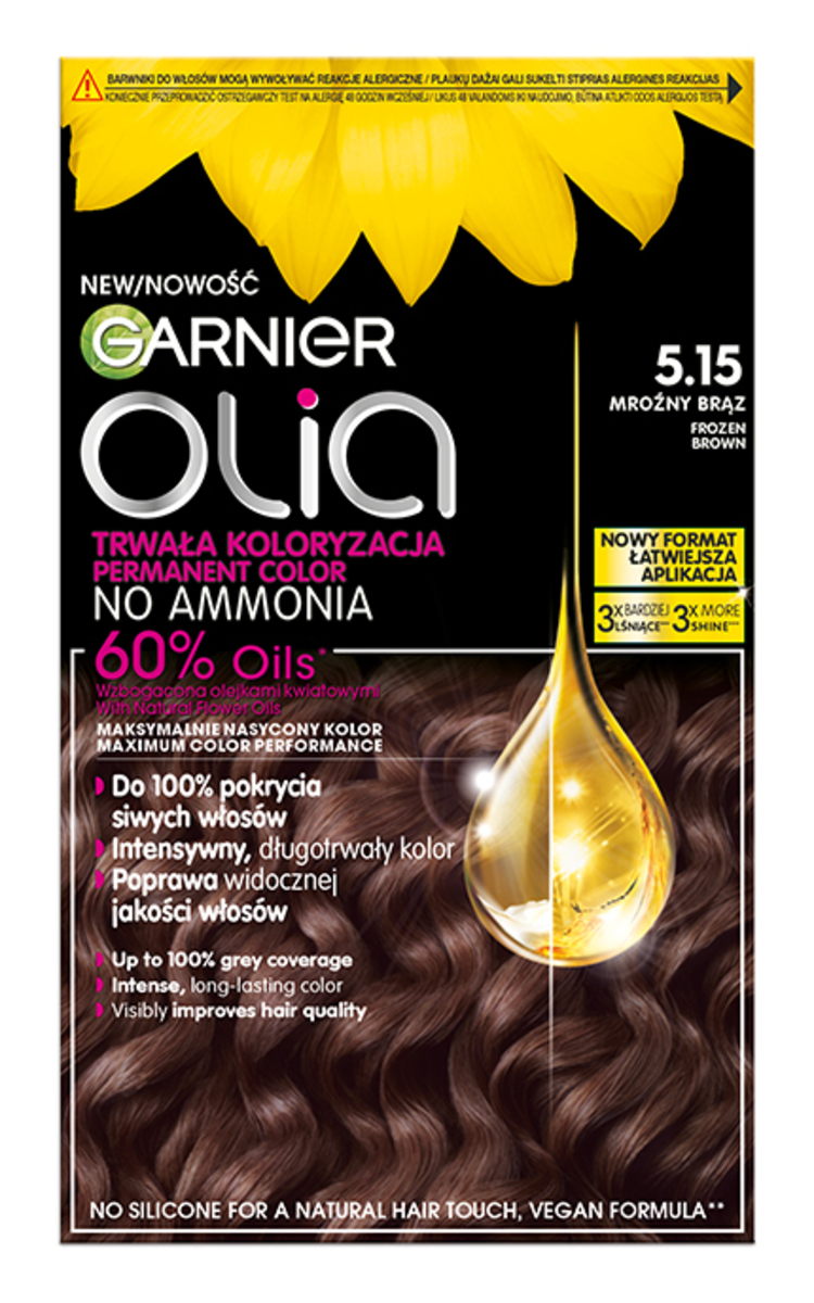 GARNIER OLIA GARNIER, OLIA, ilgalaikiai aliejiniai plaukų dažai be amoniako, 5.15 FROZEN BROWN, 1 vnt. 1 vnt.