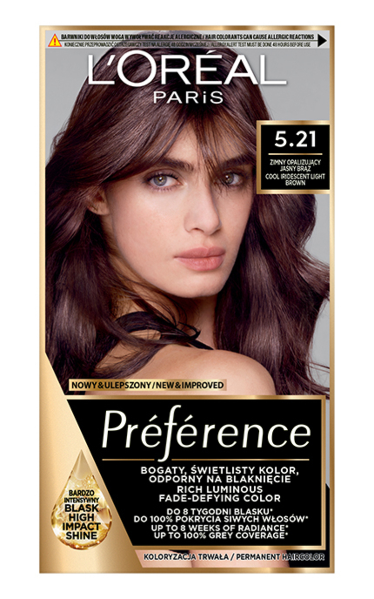 L′ORÉAL PARIS PREFERENCE L'ORÉAL PARIS, PREFERENCE, ilgalaikiai plaukų dažai, 5.21 COOL IRIDESCENT LIGHT BROWN, 1 vnt. 1 vnt.