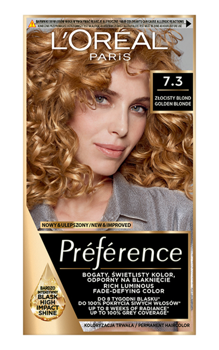 L′ORÉAL PARIS PREFERENCE L'ORÉAL PARIS, PREFERENCE, ilgalaikiai plaukų dažai,7.3 GOLDEN BLONDE, 1 vnt. 1 vnt.