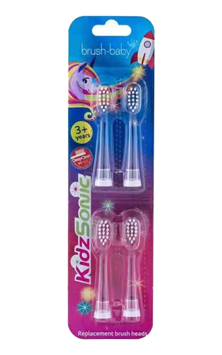 BRUSH BABY, KIDZSONIC 3+, šepetėlio galvutės vaikams nuo 3 m., 4 vnt.