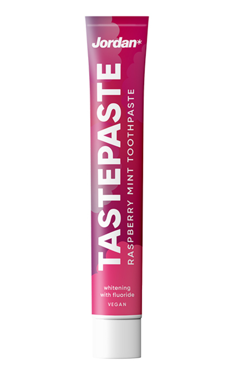 JORDAN JORDAN, TASTEPASTE, aviečių ir mėtų skonio dantų pasta, 50 ml. 50 ml