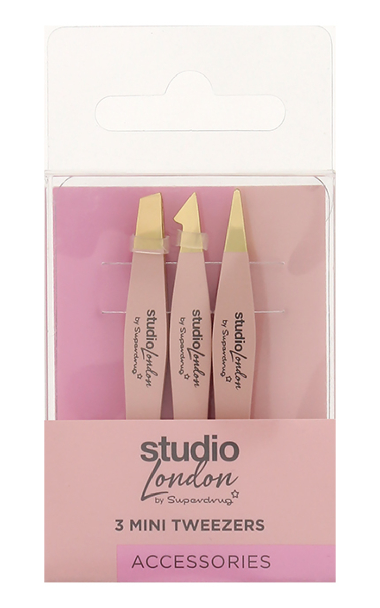 SUPERDRUG, STUDIO LONDON, mini pincetai, 3 vnt.