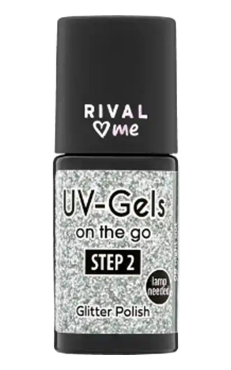 RIVAL LOVES ME RIVAL LOVES ME, UV-GELS ON THE GO, nagų lakas su blizgučiais (2 žingsnis), 08 NIGHT OUT, 8 ml. 8 ml