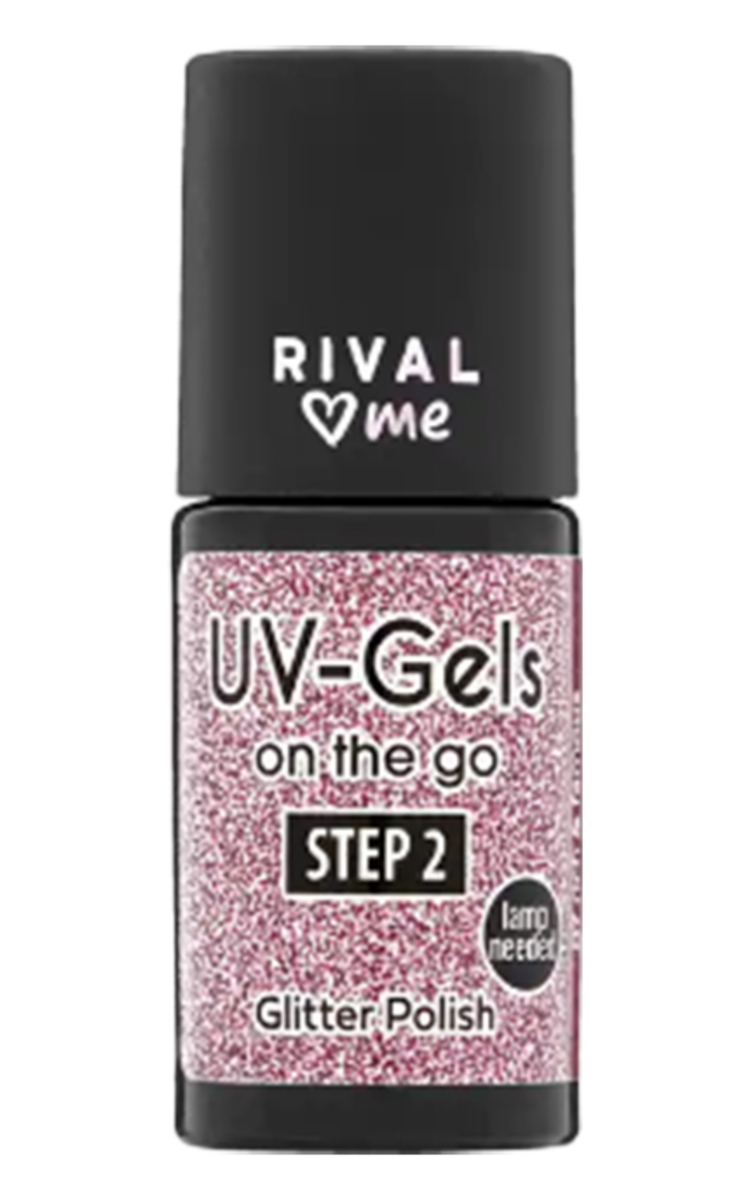 RIVAL LOVES ME RIVAL LOVES ME, UV-GELS ON THE GO, nagų lakas su blizgučiais (2 žingsnis), 07 RICH & FAMOUS, 8 ml. 8 ml