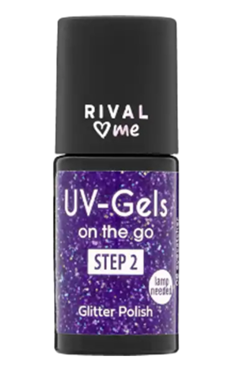 RIVAL LOVES ME RIVAL LOVES ME, UV-GELS ON THE GO, nagų lakas su blizgučiais (2 žingsnis), 06 EYECATCHER, 8 ml. 8 ml