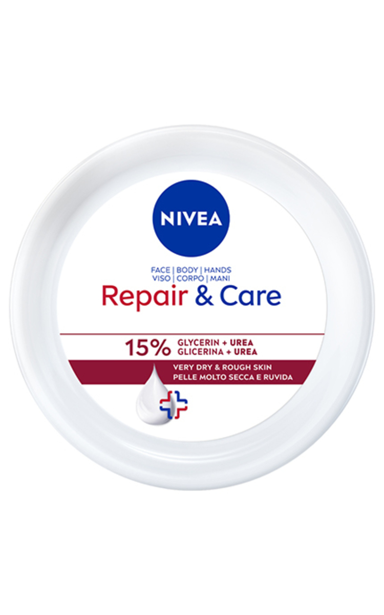 NIVEA NIVEA, REPAIR & CARE, UREA, kremas labai sausai, šiurkščiai odai, 400 ml. 150 ml